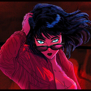 Une figure stylisée avec des cheveux noirs et une veste rouge. Elle porte des lunettes de soleil et a une expression confiante. | © Animix