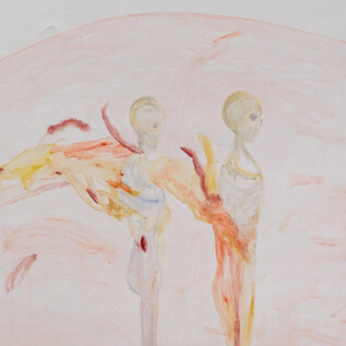 Mořská víla sedí ve vlnách oceánu a zamyšleně se dívá. Její dlouhé, červené vlasy a květinová koruna doplňují mystický obraz. | © kunst-dokumentation.com