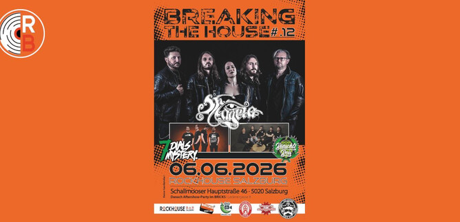 A concert poster for the event "Breaking the House #12". It features the band Moutain and provides information about the date and location of the event. | © Rockhouse Salzburg
