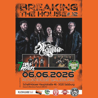 Ein Konzertplakat für die Veranstaltung "Breaking the House #12". Es zeigt die Band Moutain und gibt Informationen zum Datum und Ort der Veranstaltung. | © Rockhouse Salzburg