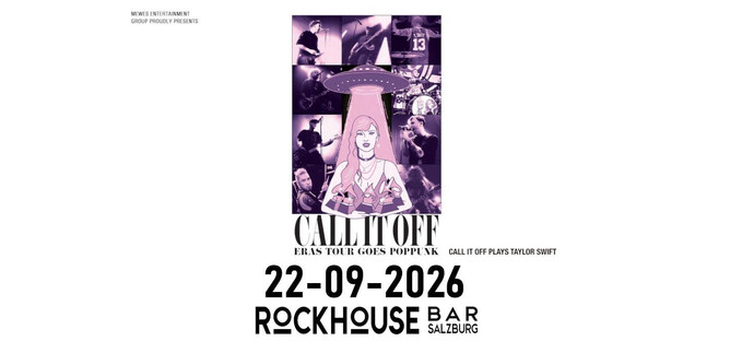 Ein Plakat mit dem Titel "CALL IT OFF" für ein Event in der Rockhouse Bar in Salzburg. Das Datum des Events ist der 22. September 2026. | © Rockhouse Salzburg