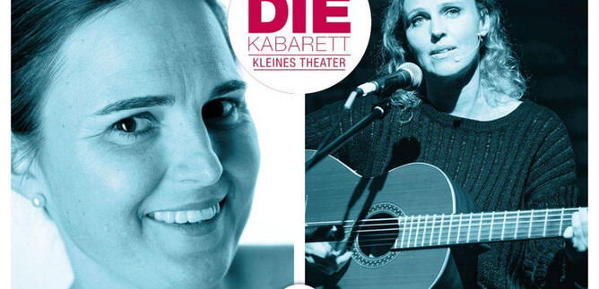 Two portraits of female artists are displayed on a bright background graphic. The left side features Daniela Haas, while the right side shows Julia Hitzenberger with a guitar. | © Reinhard Steiner |  Julia Hitzenberger