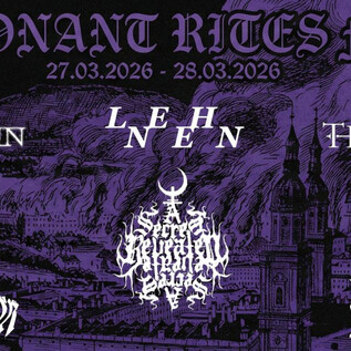 Egy plakátszerű dizájn a Dissonant Rites Fesztivál 2026 számára. Különböző zenekarokat és az esemény dátumát mutatja be sötét, lila színsémában. | © Rockhouse Salzburg