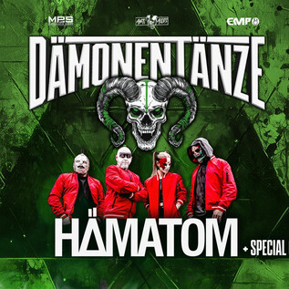 Ein farbenfrohes Plakat für ein Musik-Event mit dem Titel "Dämonen Tänze". Die Band Hämatom tritt auf, begleitet von speziellen Gästen. | © Rockhouse Salzburg