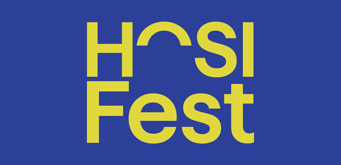A colorful logo for the "Hosi Fest." It features the festival name in large, yellow letters on a blue background. | © www.hosi.or.at