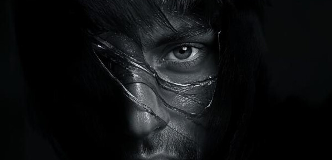 A dramatic portrait of a man with an intense gaze. The background is dark, and the lettering "KONZERTE" stands out at the top. | © Mathias Vef