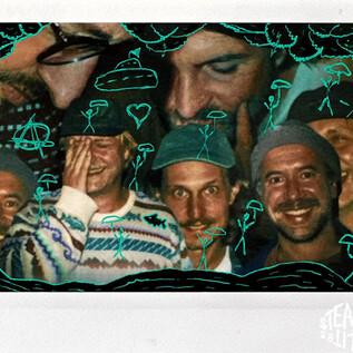 Eine collageartige Darstellung von mehreren Männern in verschiedenen Posen, umgeben von bunten Illustrationen. Die Stimmung ist fröhlich und verspielt. | © Rockhouse Salzburg