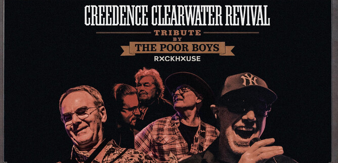Kapela, která vzdává hold Creedence Clearwater Revival. Pět hudebníků stojí na pódiu a užívá si vystoupení. | © Rockhouse Salzburg