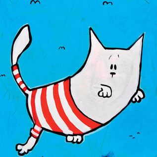 Umělecká reprezentace lidí na lodi. Barvy jsou živé a převážně v žluté a modré. | © Martina Selinger