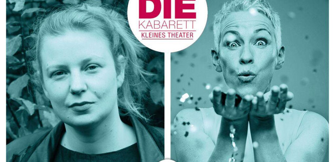 Two portraits of artists: Yana Thaler and Tina Häussermann. The image announces a cabaret event for February 20th. | © Yana Thaler |  Jana Kay